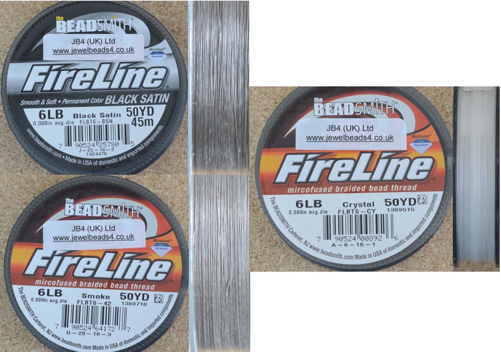Thread Fireline Beading 2lb 4lb 6lb 8lb 10lb 14lb Crystal Smoke Black